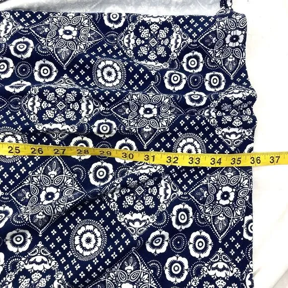 Talbots Patchwork Skirt Long Midi Bandana Floral Blue L Prairie Hippie Gypsy - Picture 8 of 10